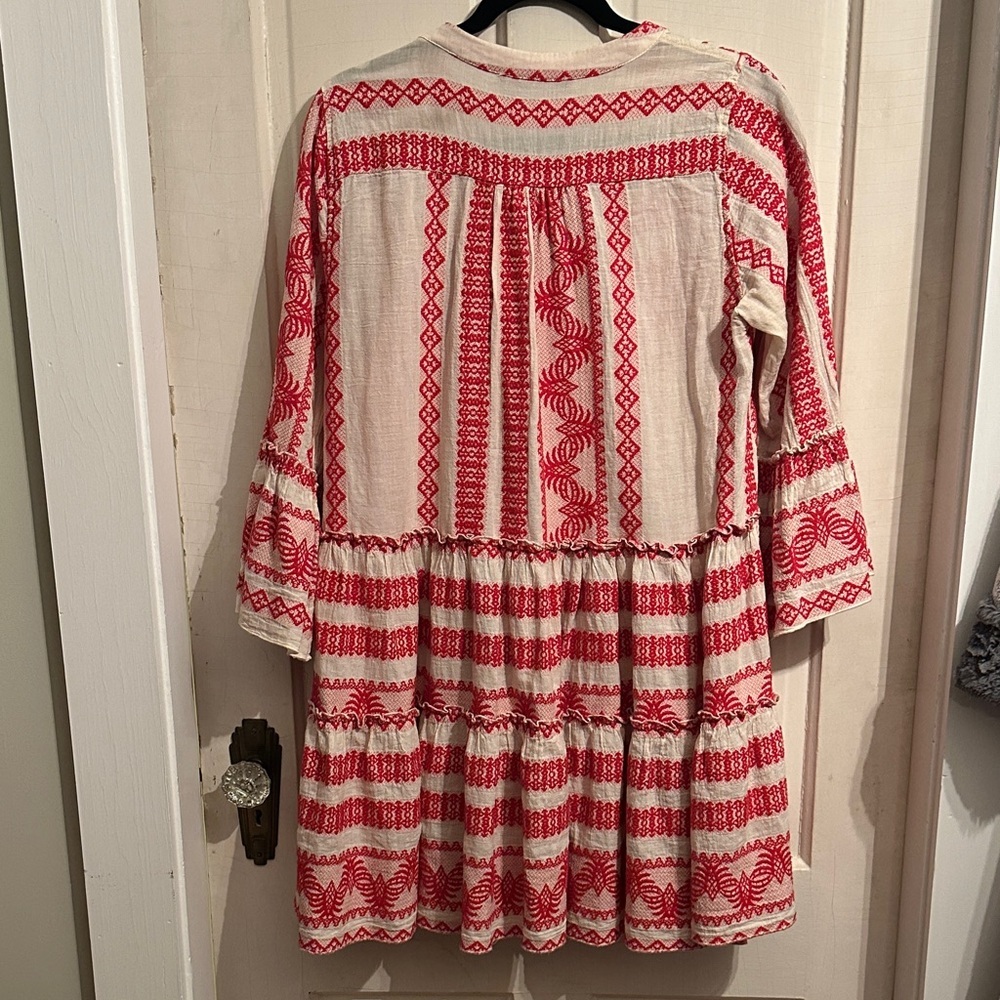 Anthropologie Devotion TWINS Red Mini Dress 100% cotton bohemian festival S - Picture 9 of 10